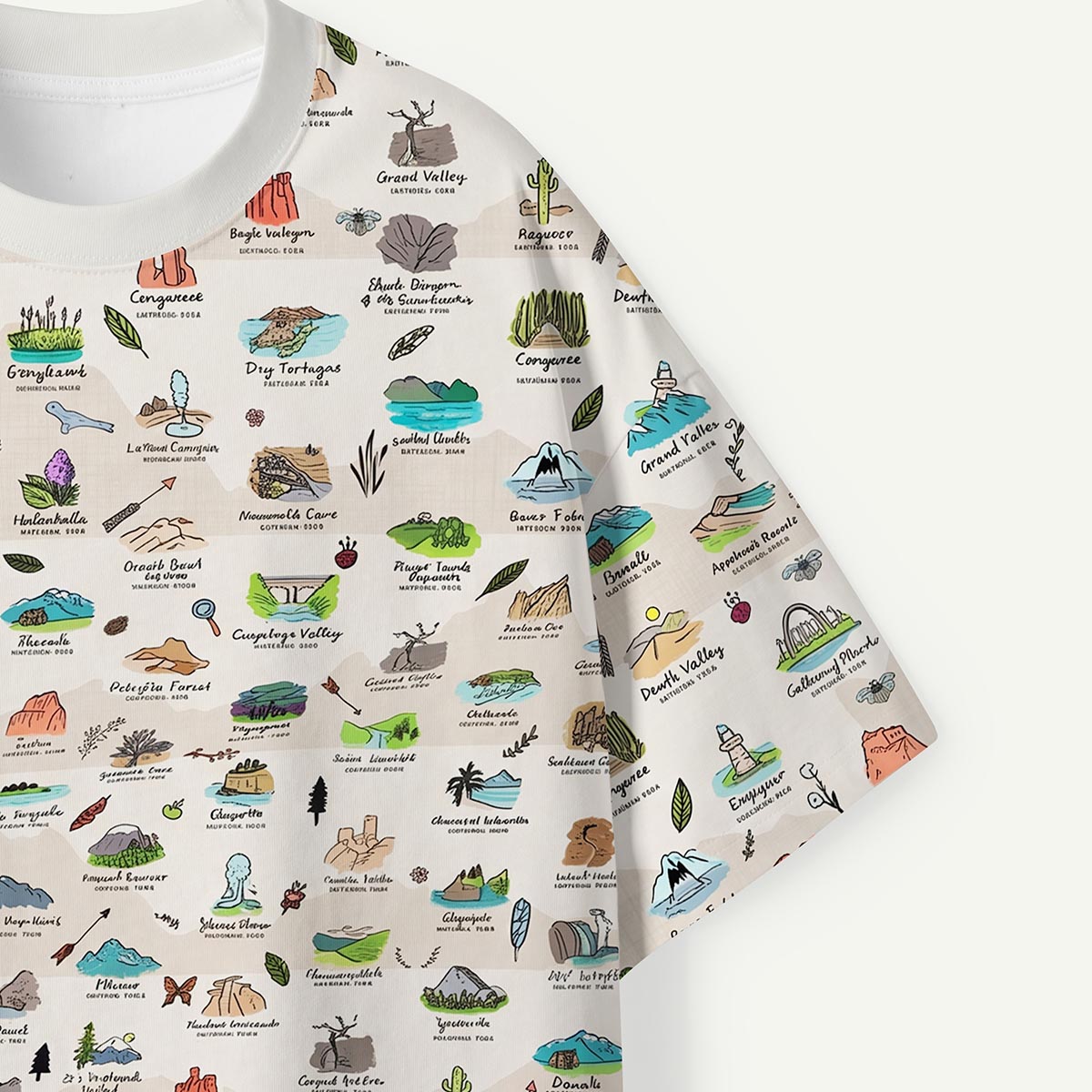 United States National Parks Illustrated Map Premium Eco Tee