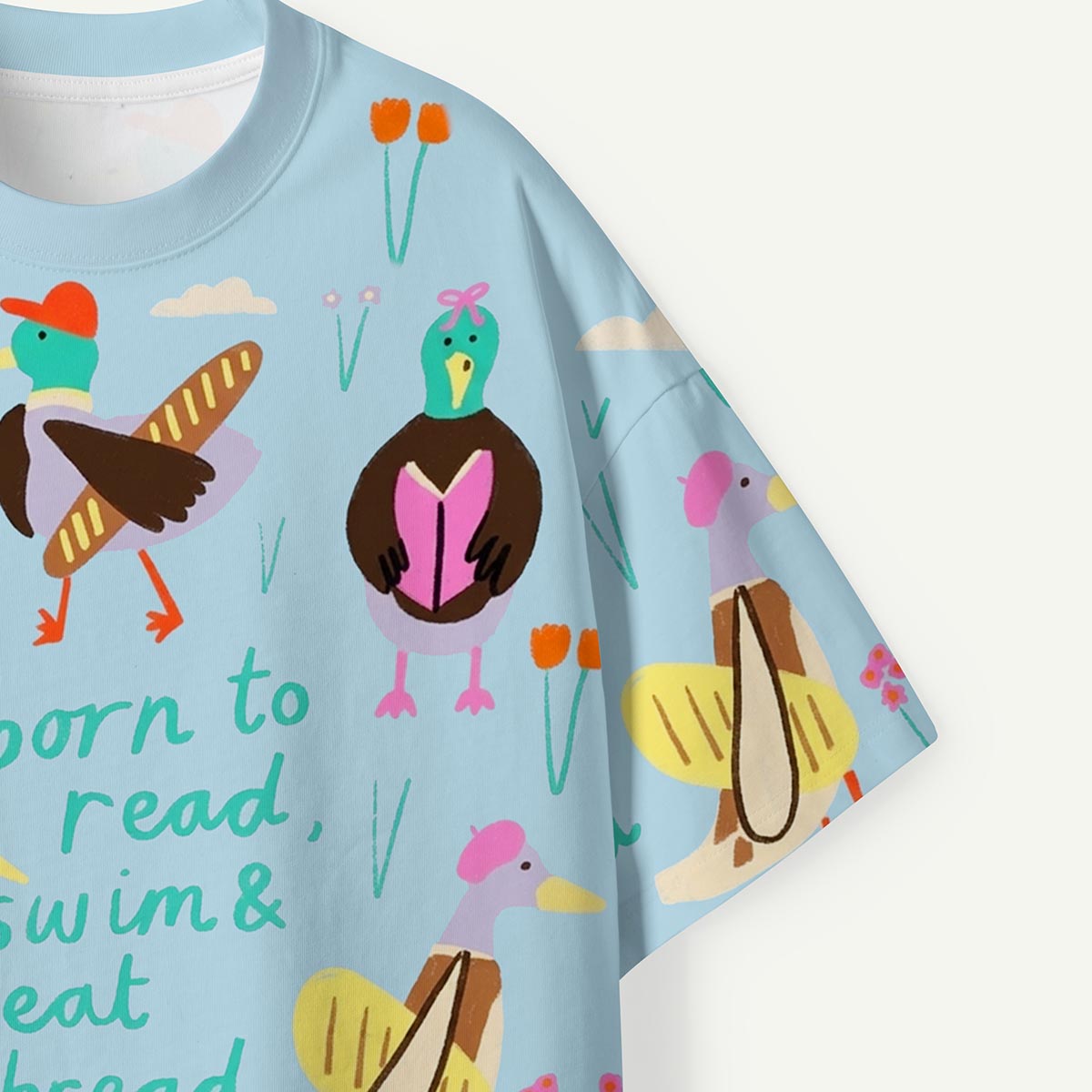 Duck Born to Read Swim and Eat Bread Premium Eco Tee