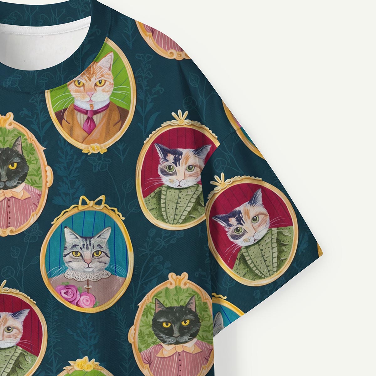 Vintage Cat Portrait All-Over Print Eco T-Shirt