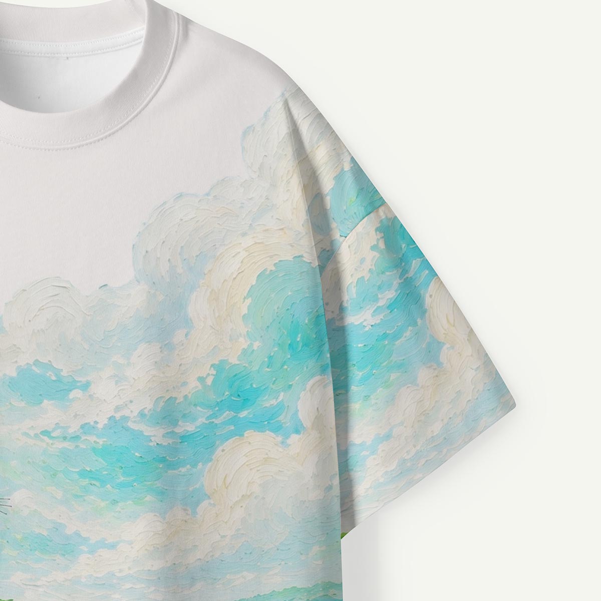 Black Cat on Green Meadow Oil Premium Eco Tee