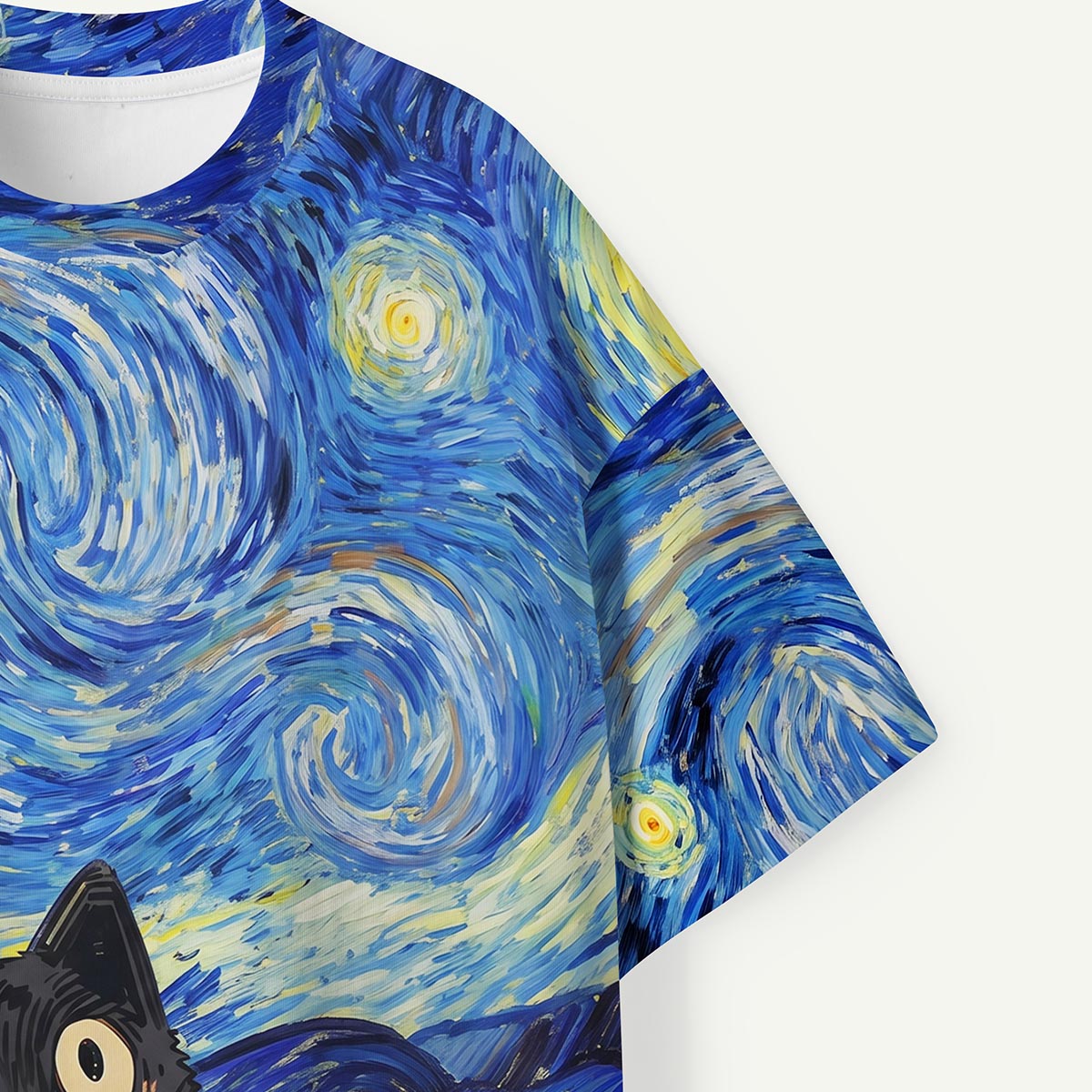 Swirling Night Sky Black Cat Premium Eco Tee