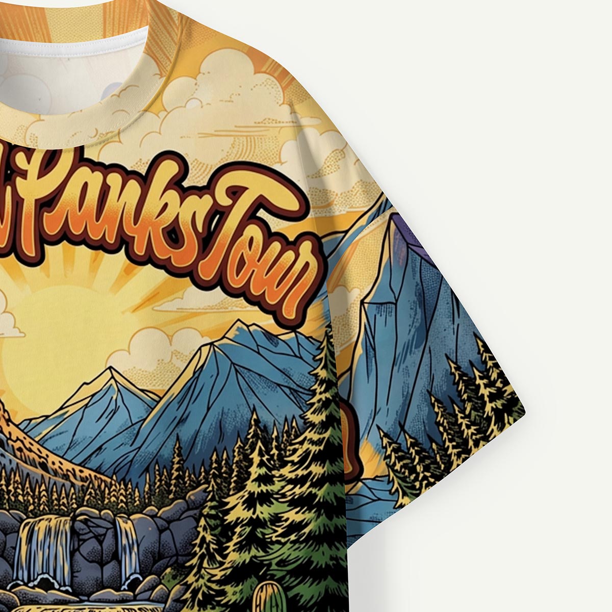 Mountain Waterfall Scenic Landscape National Parks Premium Eco Tee