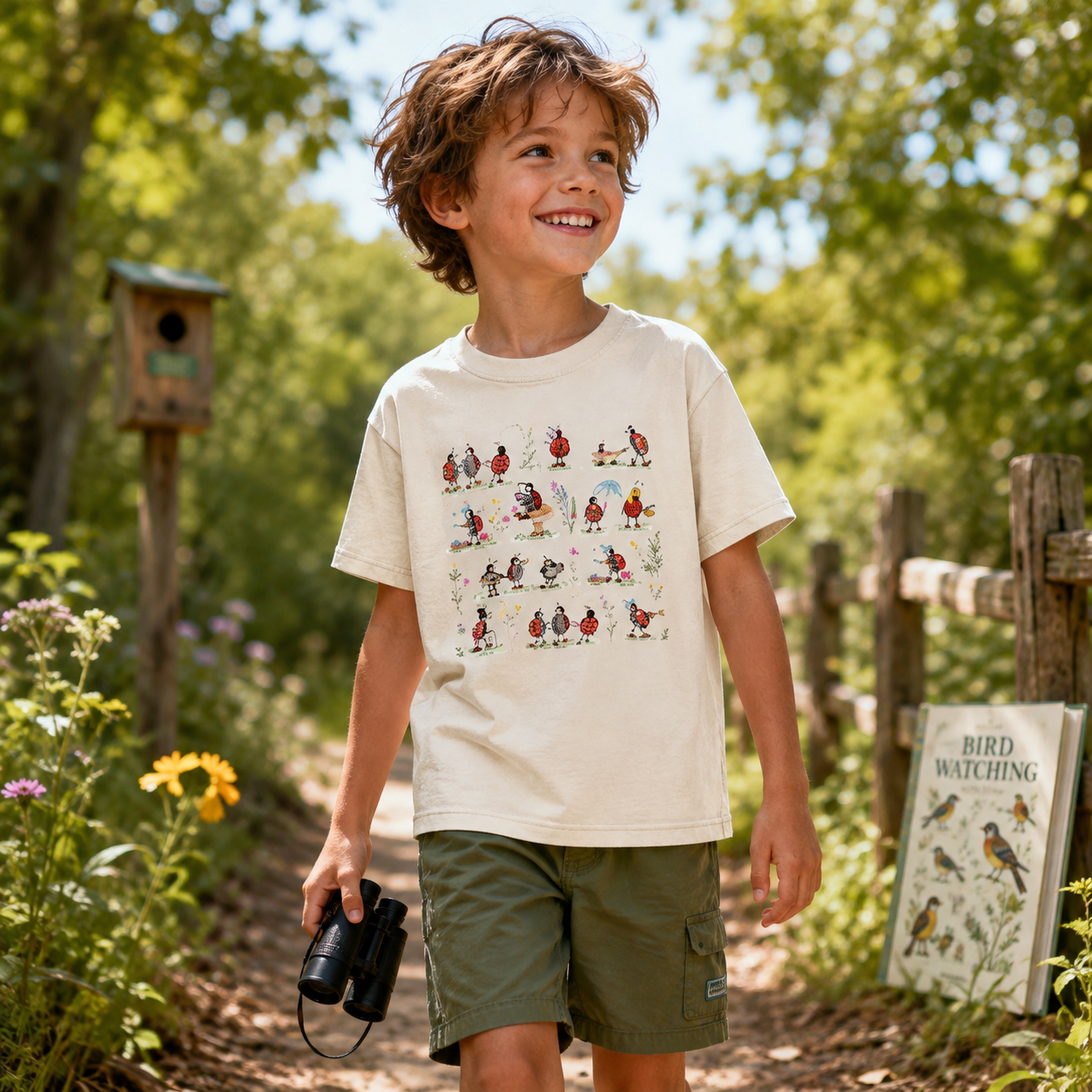 Colorful Bird Guide Kids Washed T-Shirt