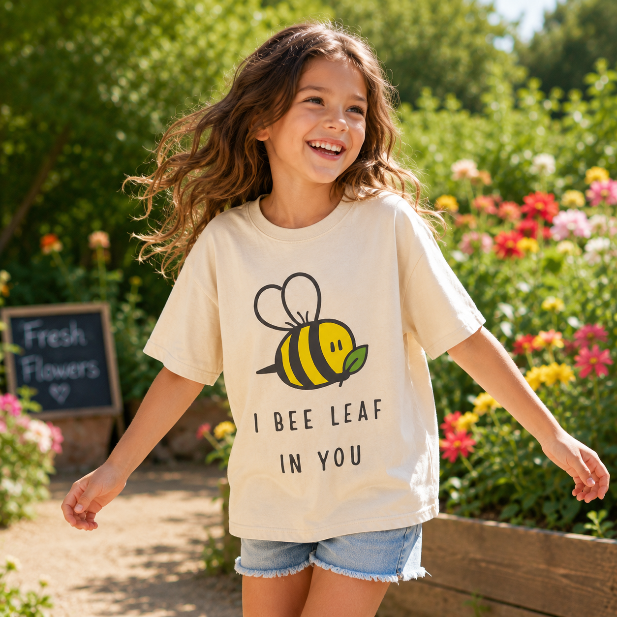I Bee Leaf In You Kids Washed T-Shirt