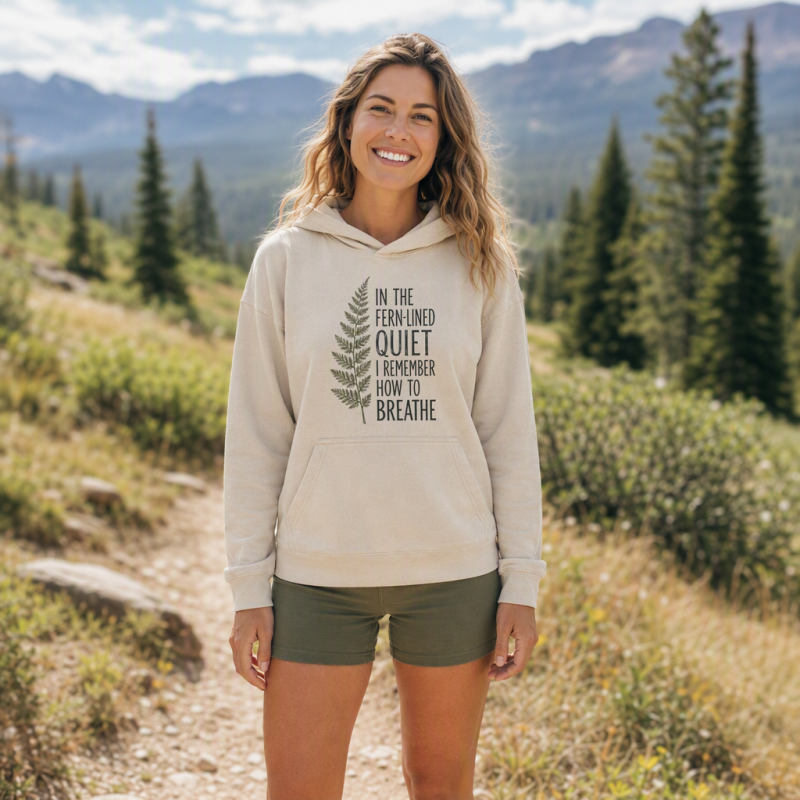 Fern-Lined Quiet Quote Washed Hoodie