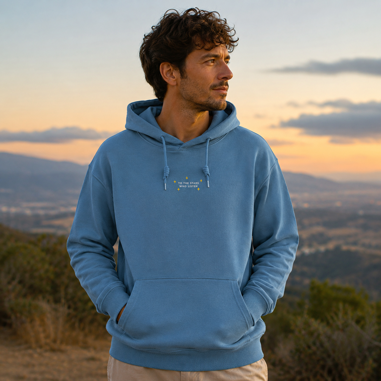 To The Stars You Listen Quote Embroidered Hoodie