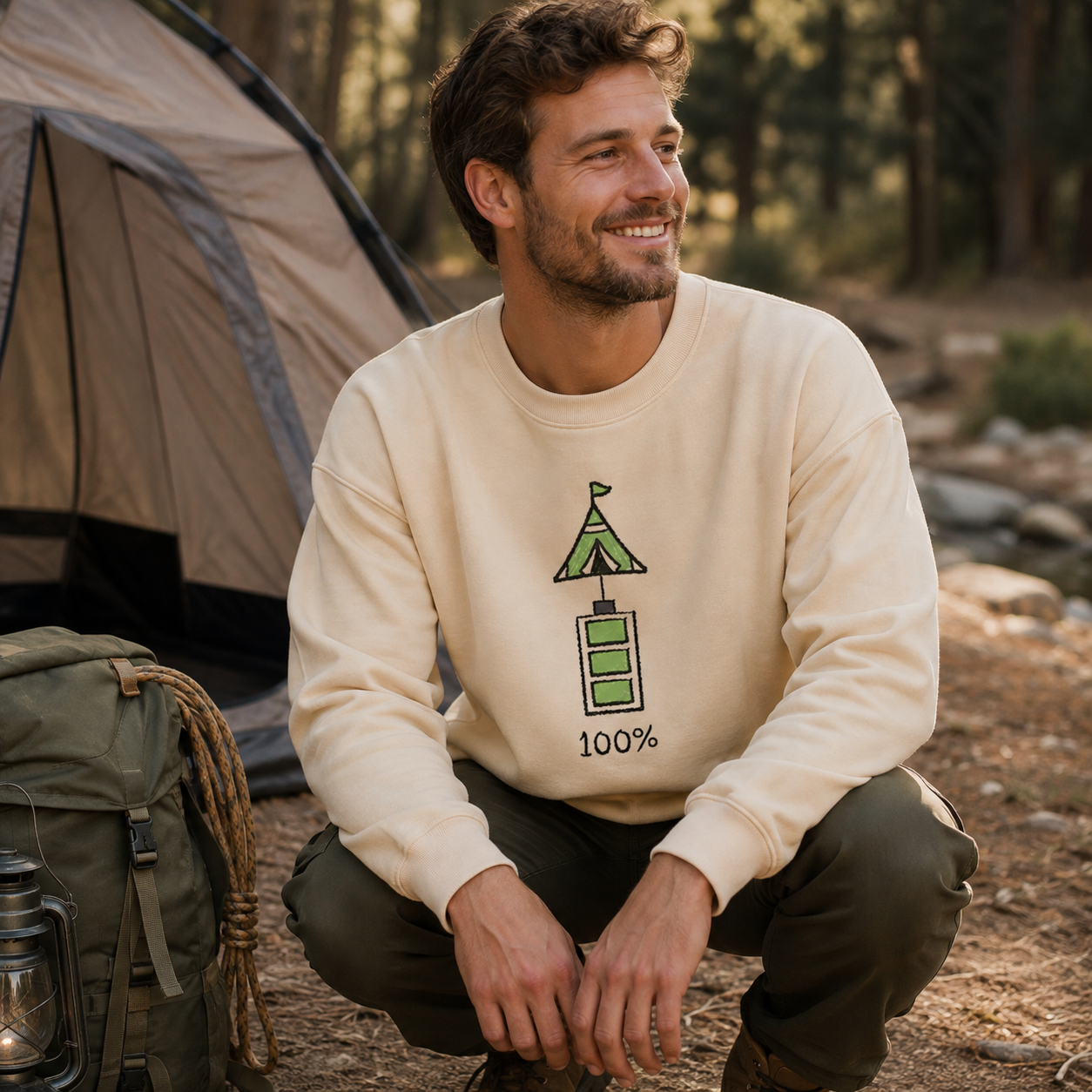 Camping Fully Charged 100% Sweatshirts