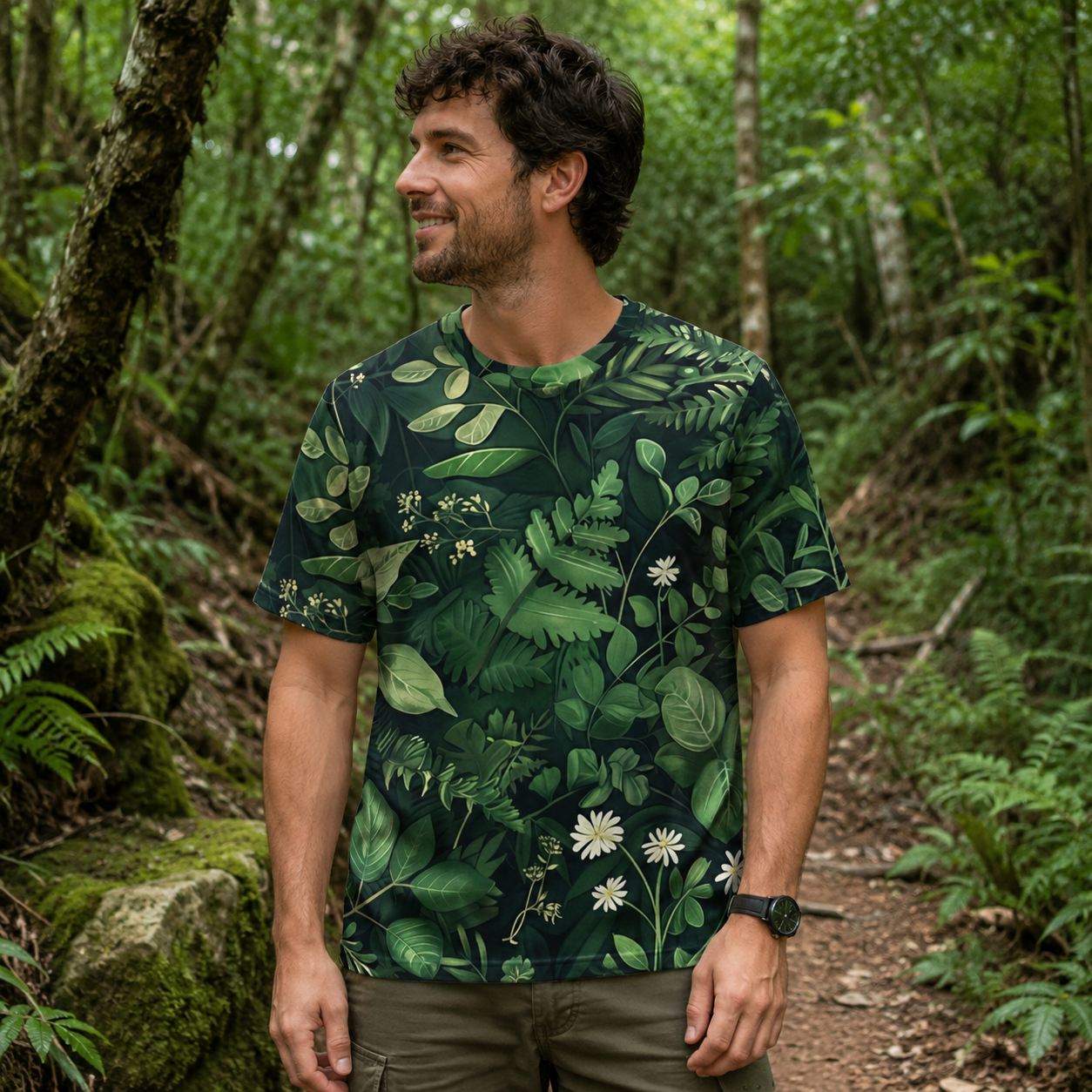 Deep Forest Fern Botanical Pattern Premium Eco Tee