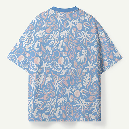 Pastel Seashell Starfish Coastal Ocean Pattern Premium Pure Cotton Tee