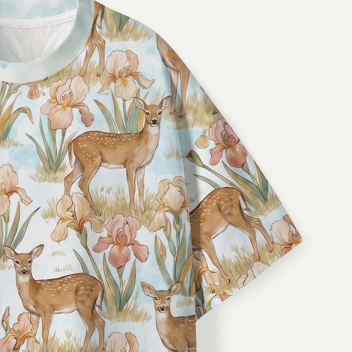White‑tailed Deer Among Wild Irises T-Shirt