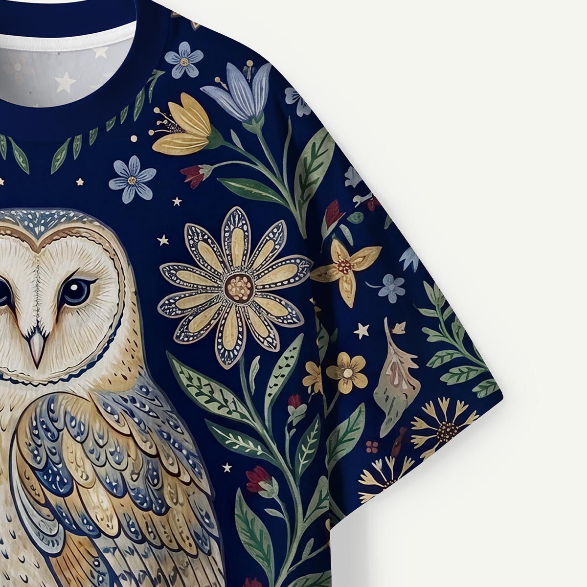 Owl and Floral Eco All-Over Print T-Shirt