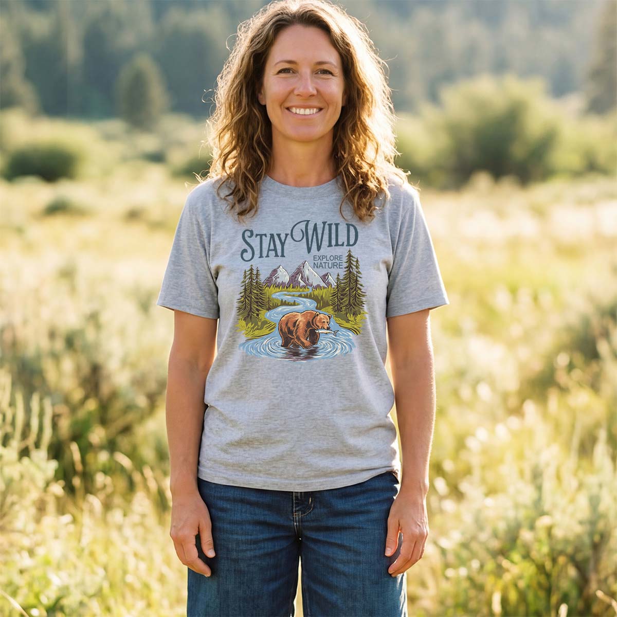 Stay Wild Explore Nature Hunting Bear T-shirt