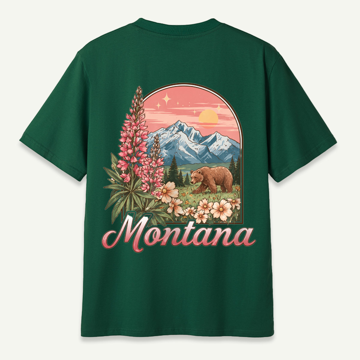 Montana Wildflowers Bear Mountain Landscape T-Shirt
