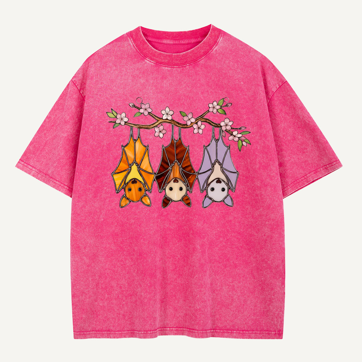 Cherry Blossom Bat Trio Washed T-Shirt