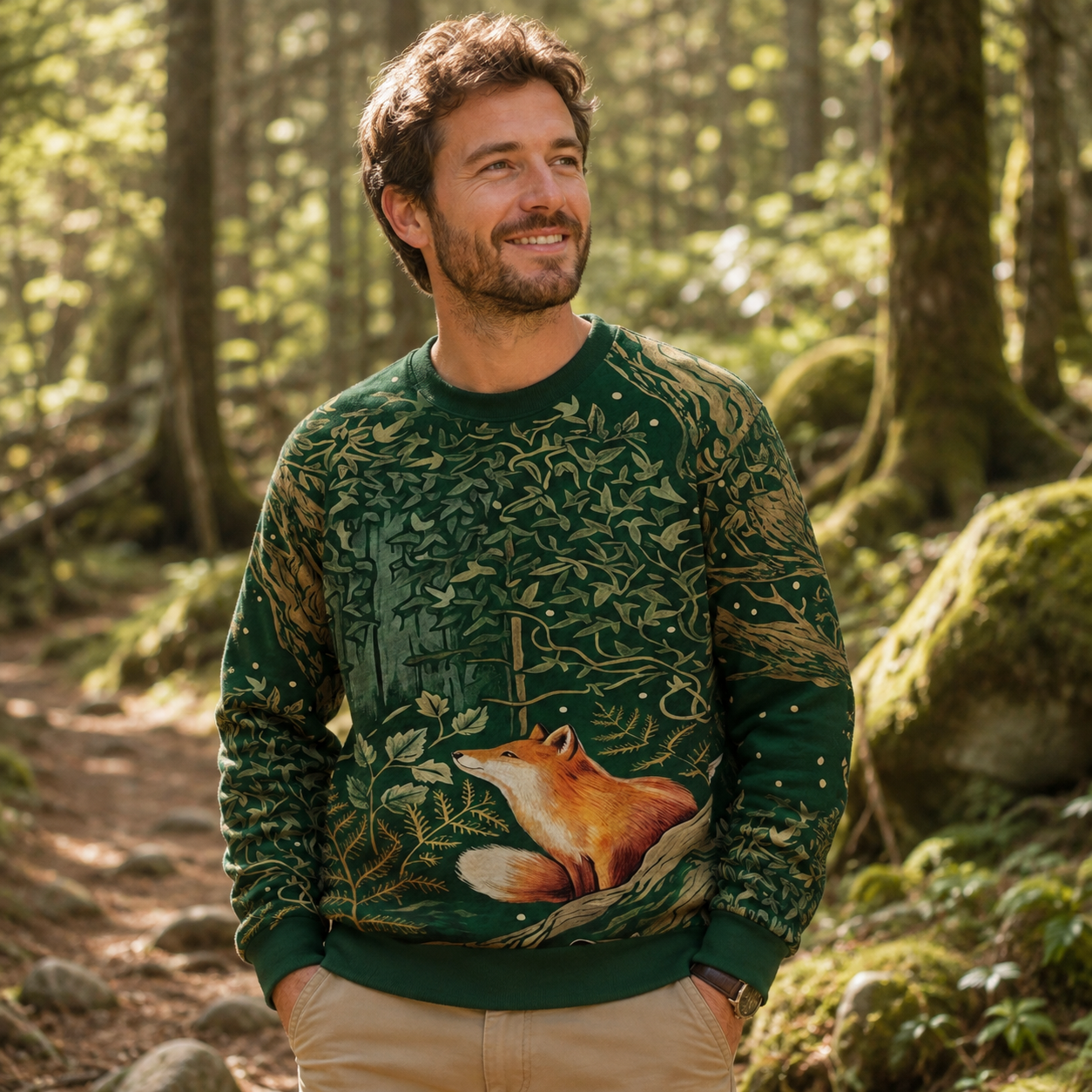 Woodland Tapestry Animal Ugly Fuzzy Fleece Sweatshirt