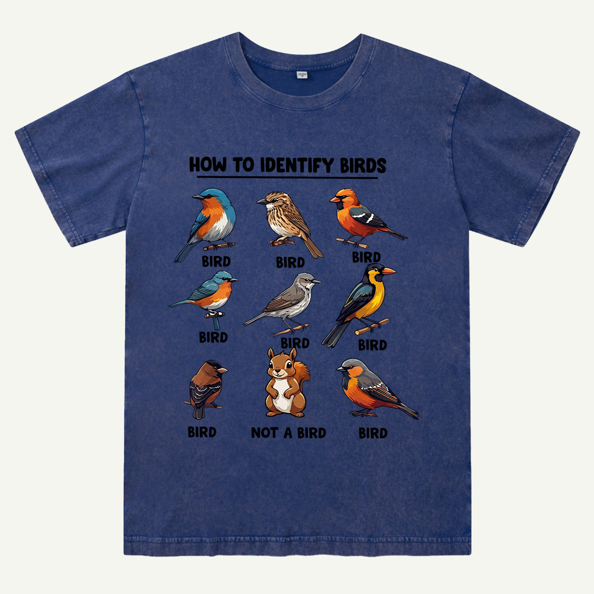 Funny Bird How to Identify Birds Washed T-Shirt
