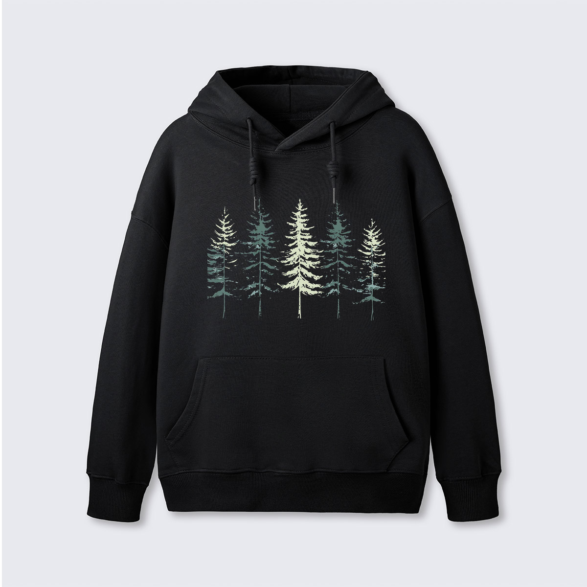 Minimal Pine Forest Silhouette Hoodie