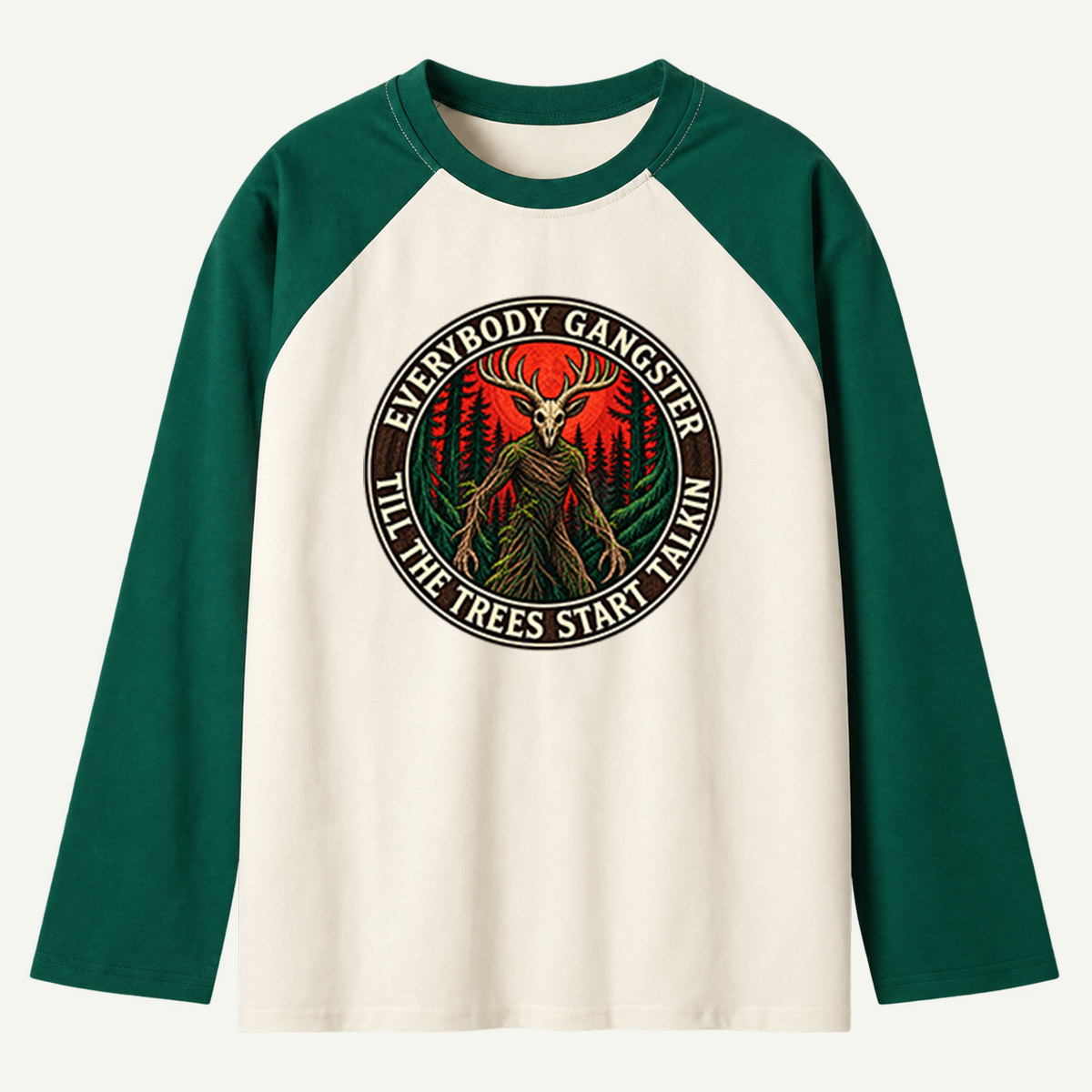 When The Trees Start Fighting Back Cryptid Forest Warning Raglan Long Sleeves