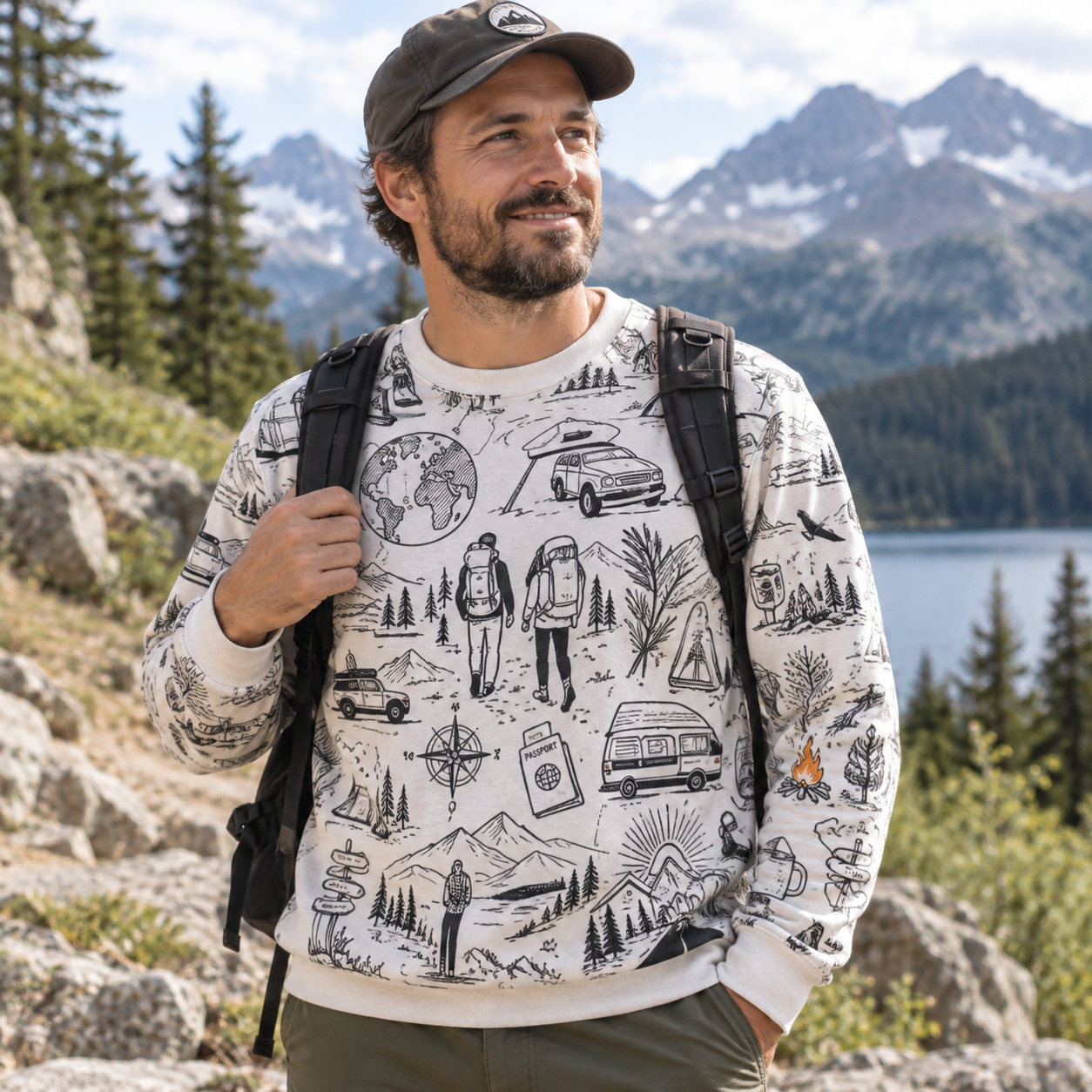 MTNS Travel Adventure Doodle Collage Premium Pure Cotton Long Sleeves