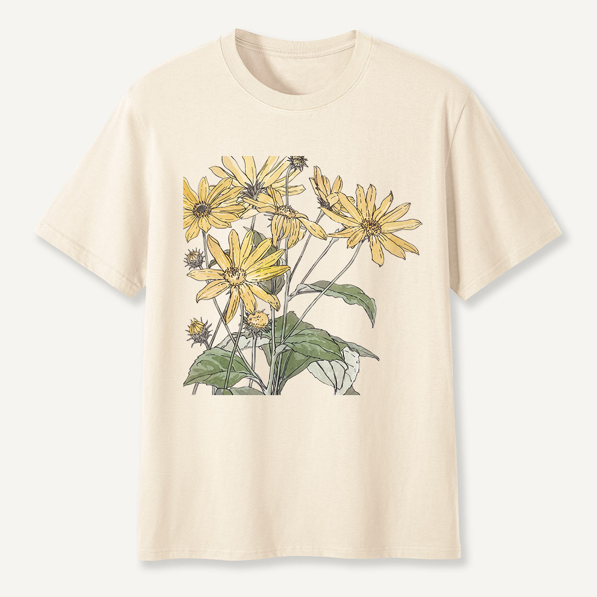 Yellow Wildflowers Botanical Illustration T-Shirt