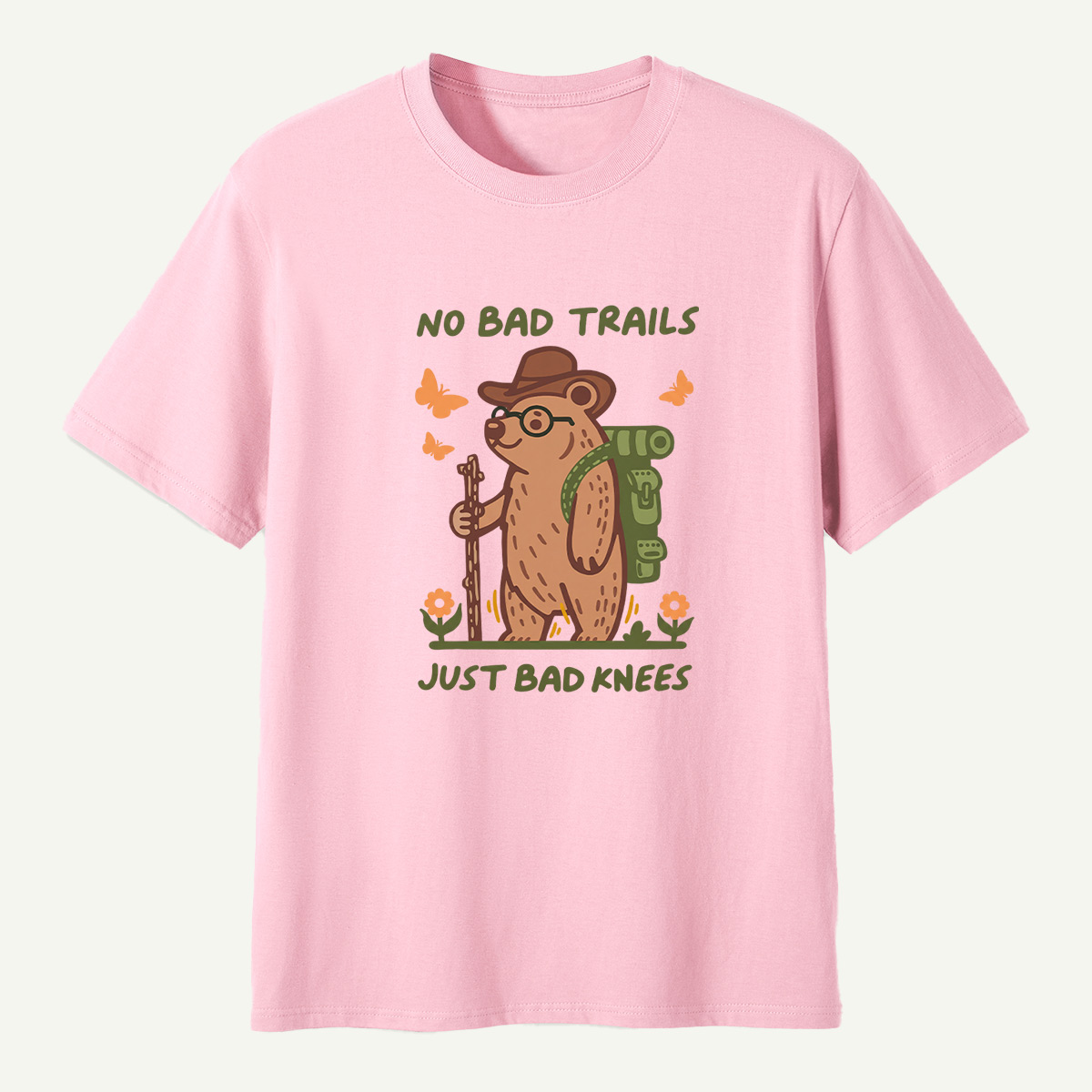 No Bad Trails Just Bad Knees Hiking Bear T-Shirt
