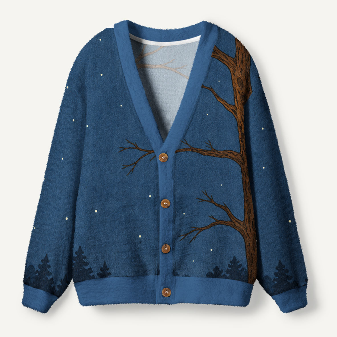 Black Cat And Owl Under The Moon Ugly Cardigan Sweaters