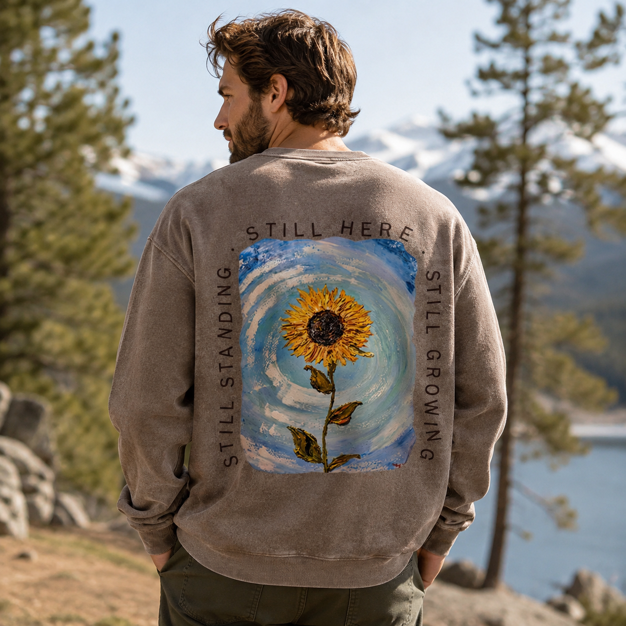Still Growing, Sunflower Strong Washed Sweatshirts
