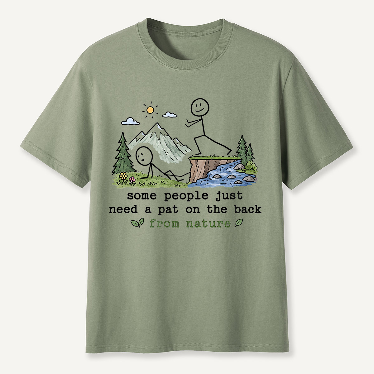 Pat on the Back from Nature Stick Figure Hiking T-Shirt