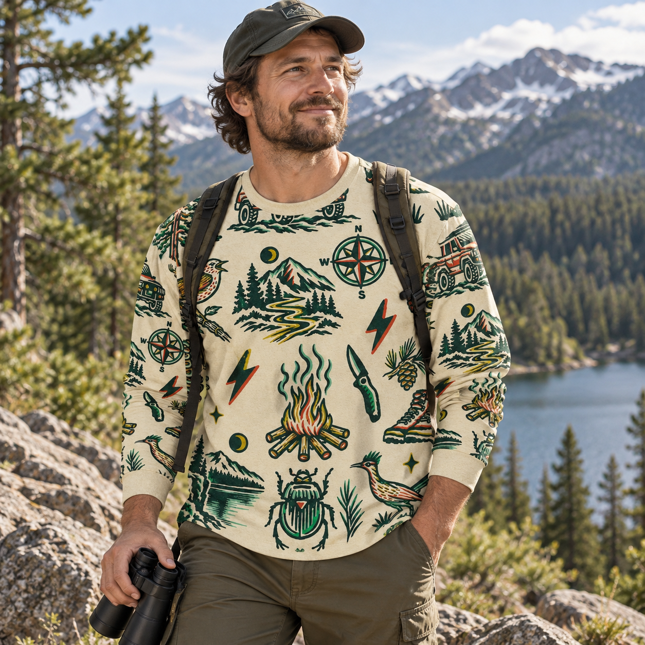Wilderness Field Guide Icon Collage Premium Pure Cotton Long Sleeves