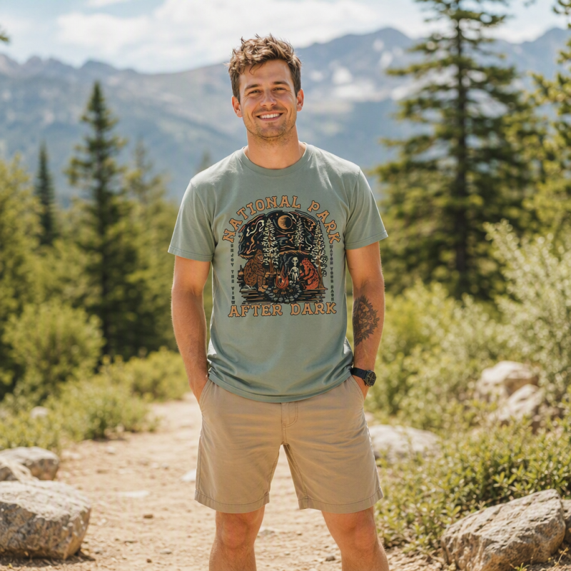 National Park After Dark Campfire Night T-Shirt