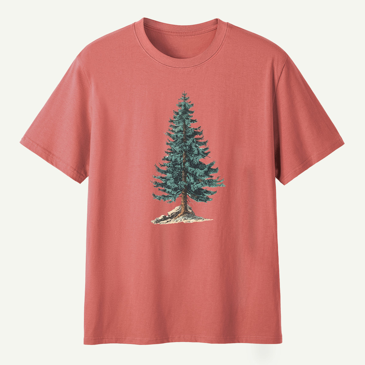 Lone Evergreen Tree Botanical Sketch T-Shirt
