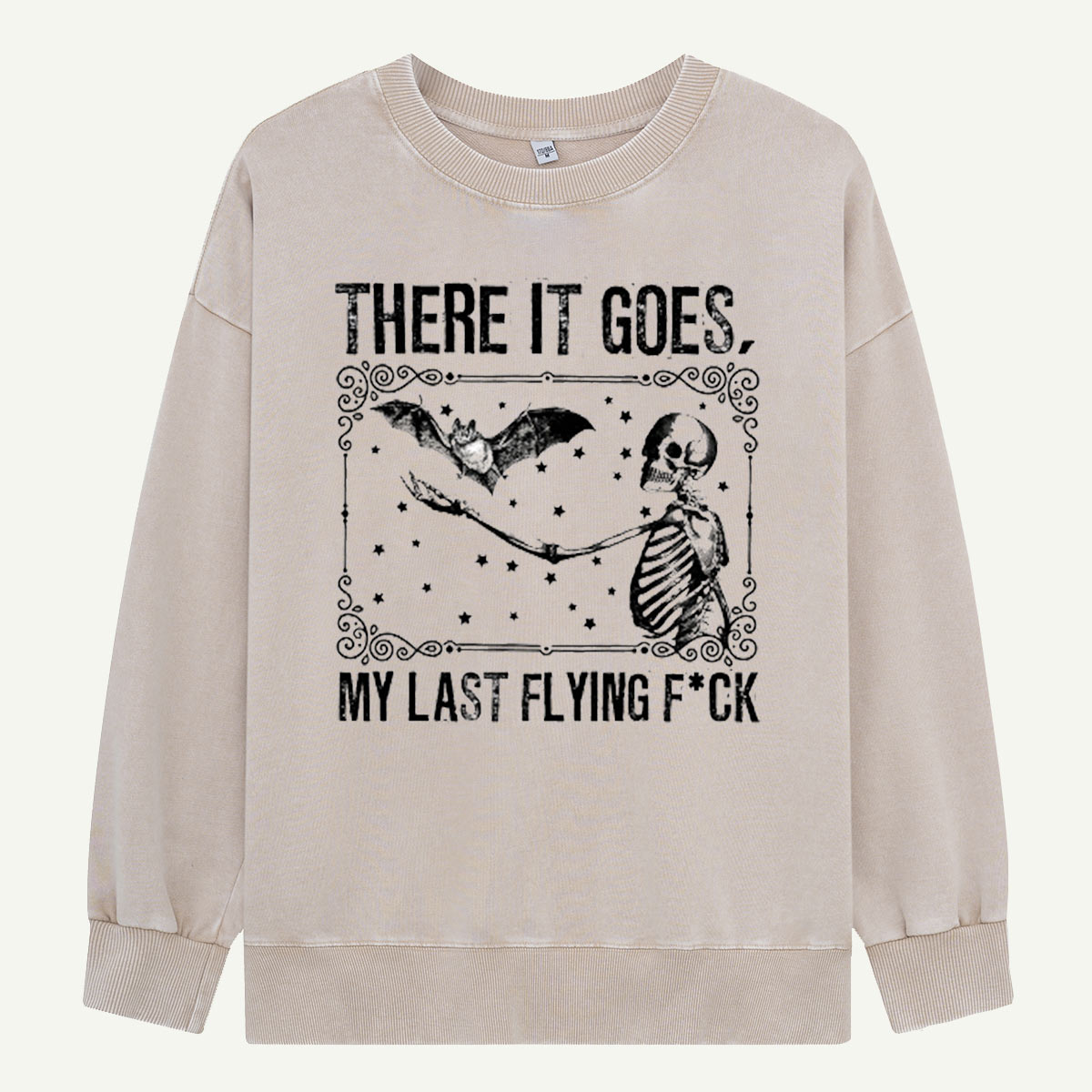 Last Flying Bat Skeleton Washed Sweatshirts