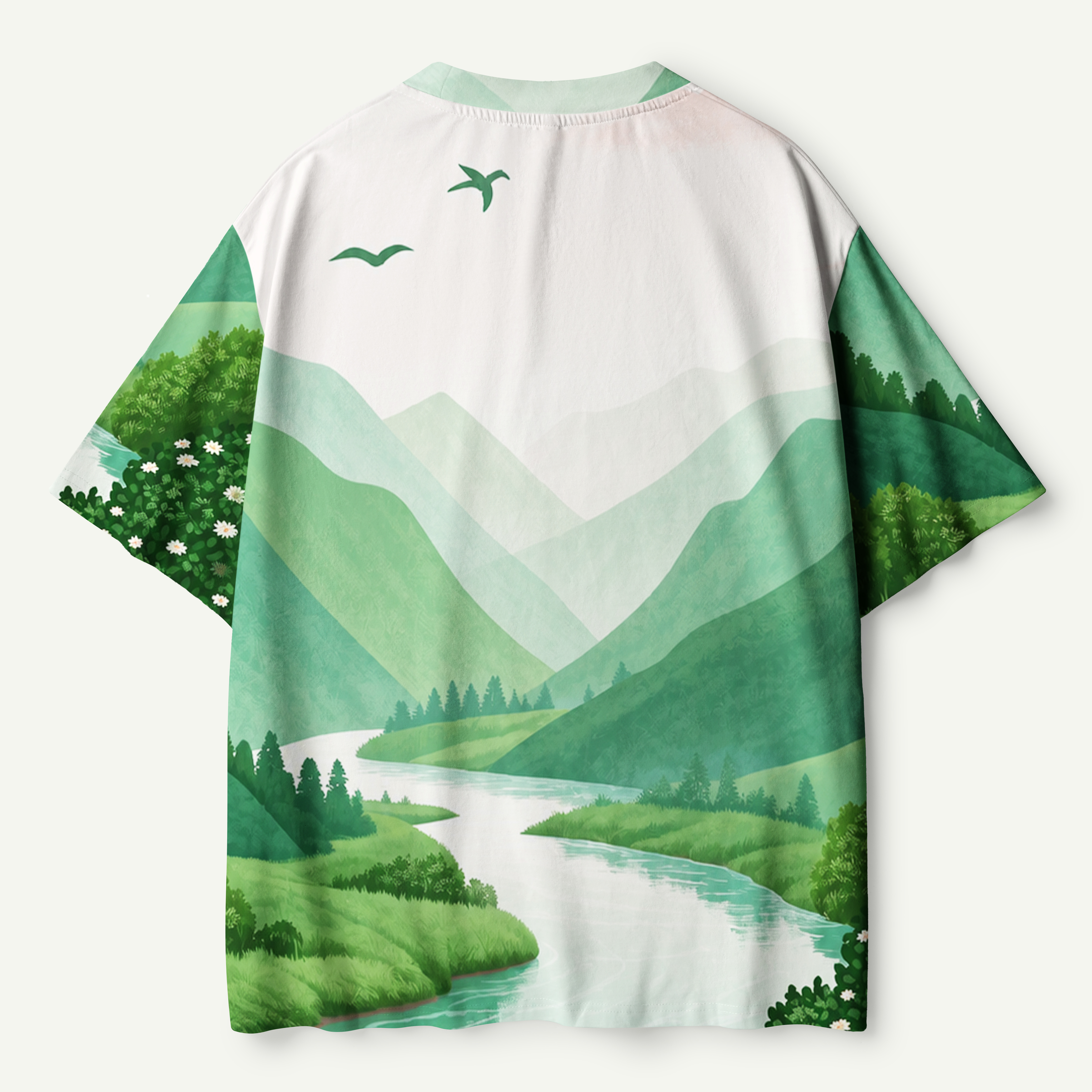 Wildflower River Valley Illustration Premium Pure Cotton Tee