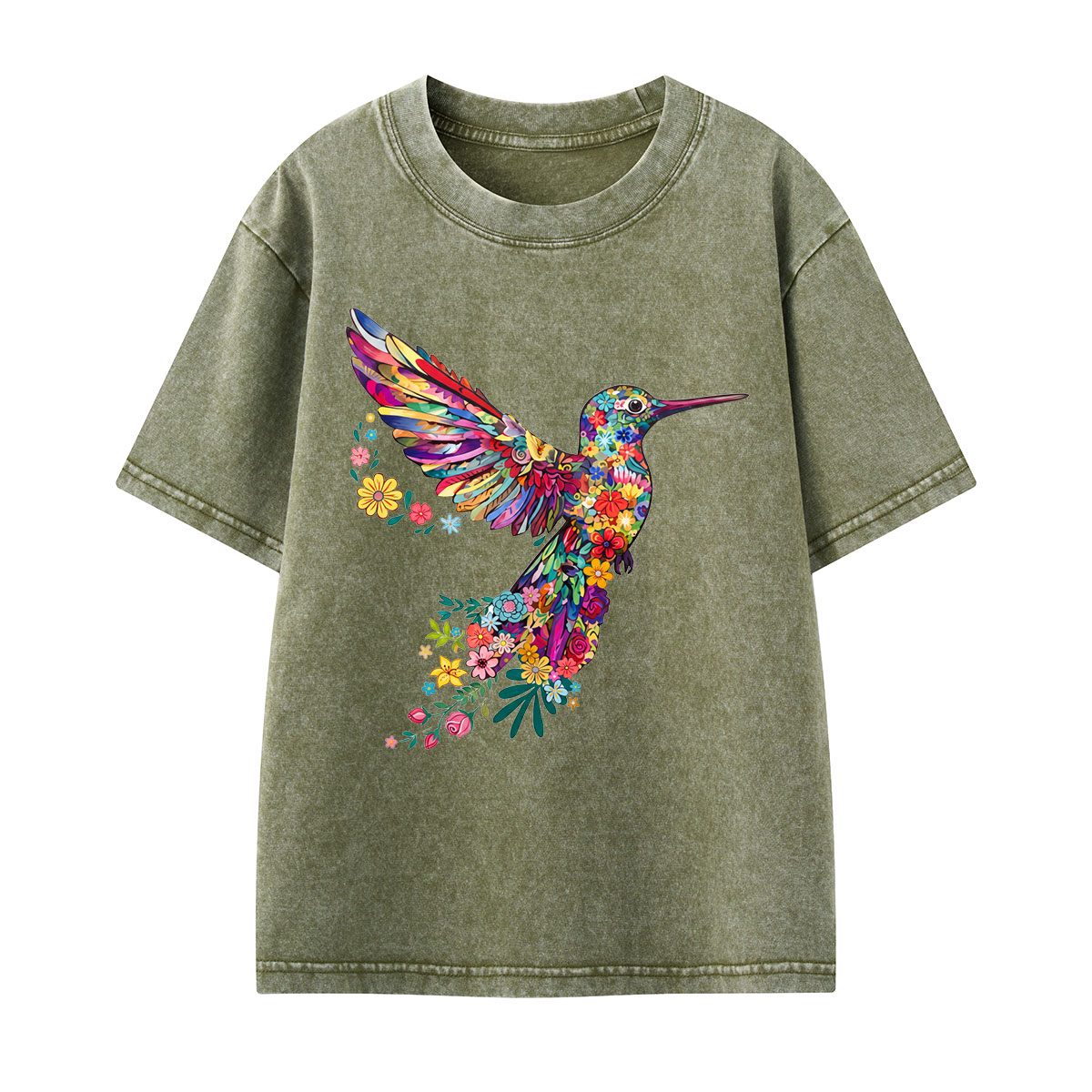 Animal Lover Hummingbird Kids Washed T-Shirt