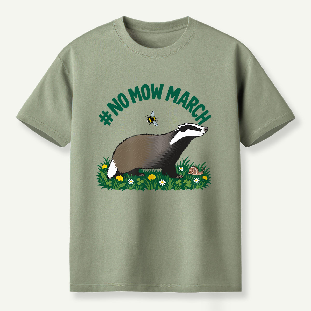 No Mow March Badger Pollinator Garden T-Shirt
