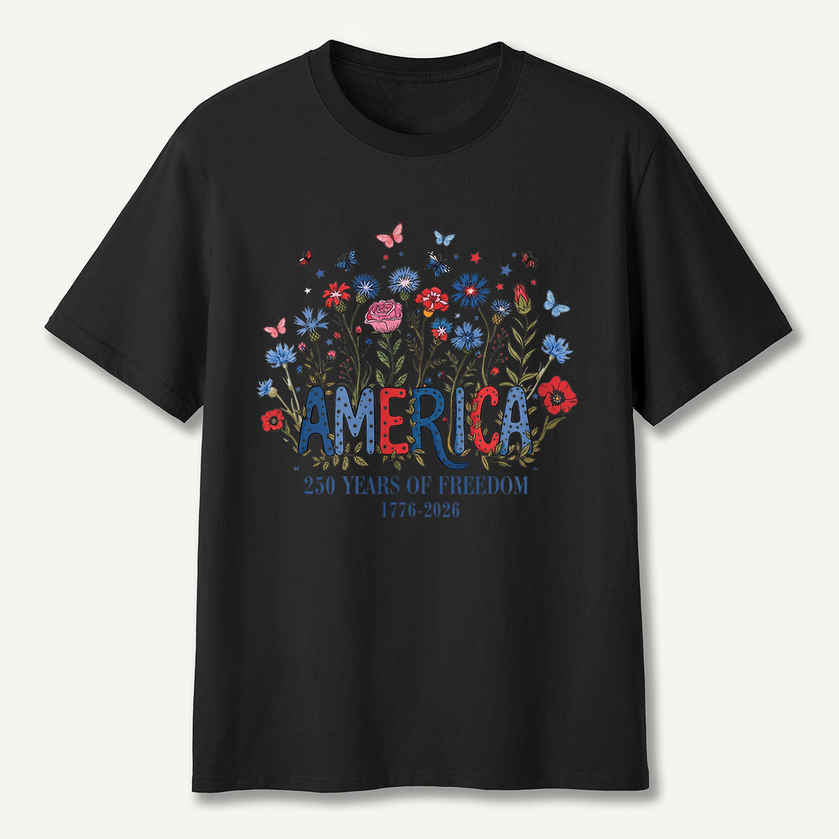 America 250 Years of Freedom 1776–2026 Floral T-Shirt