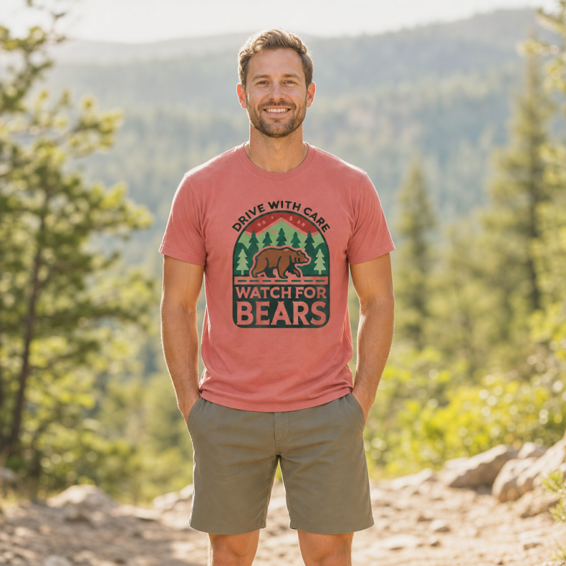 Drive with Care Watch for Bears Road Sig  T-Shirt