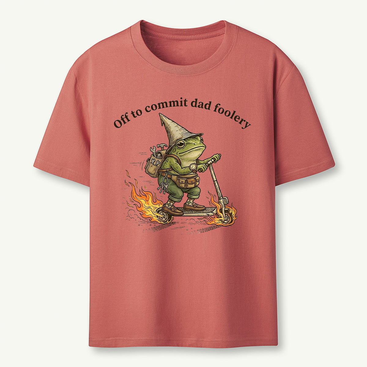 Dad Foolery Frog on Fire Scooter T-Shirt