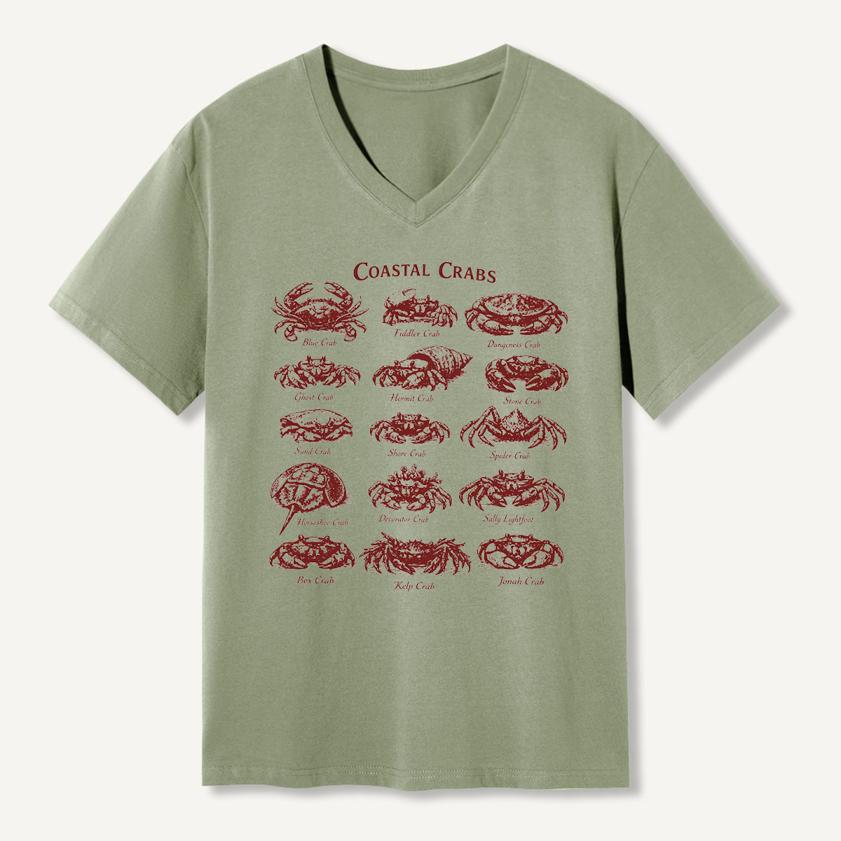 Coastal Crabs Marine Field Guide V-neck T-Shirt