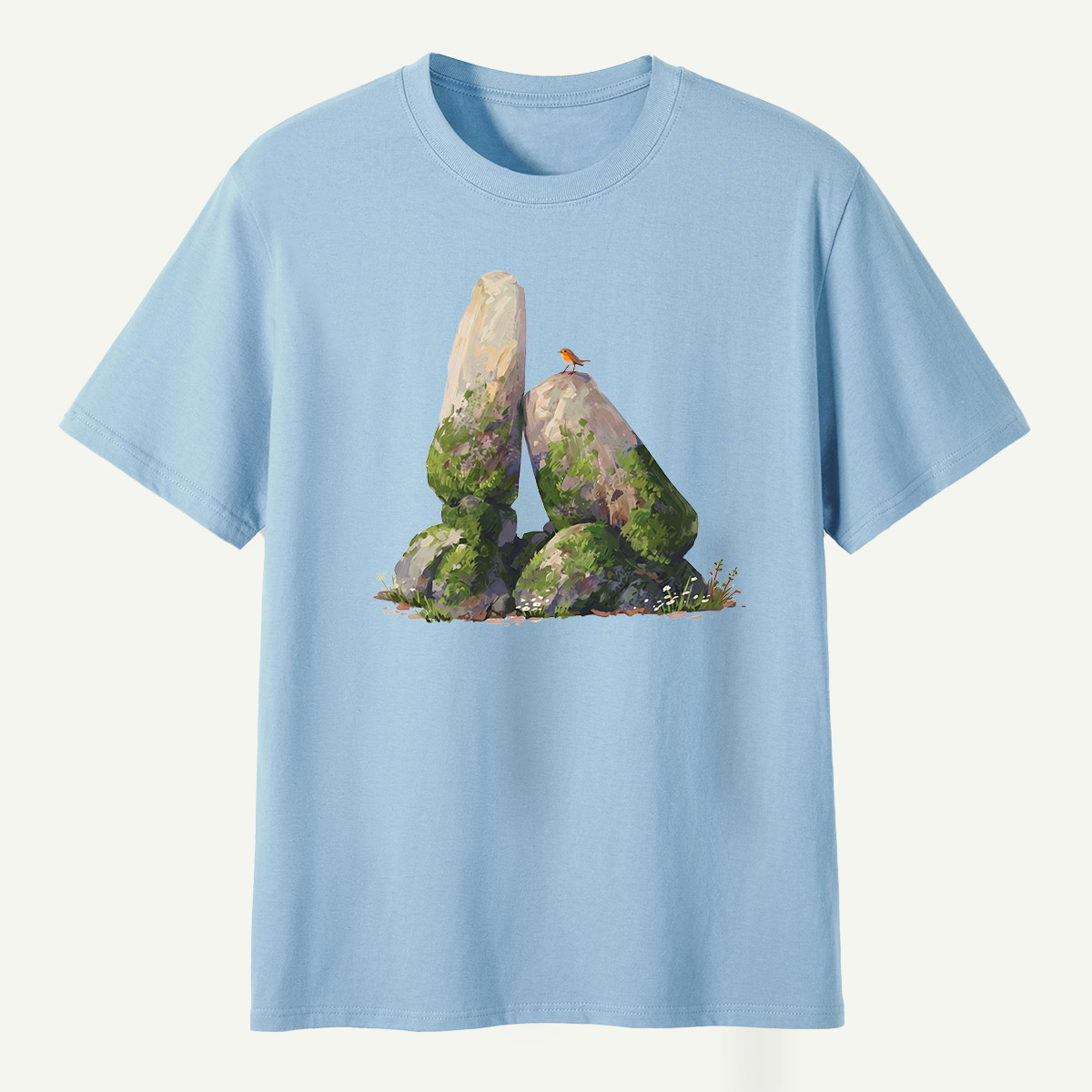 Mossy Standing Stones Woodland Scene T-Shirt