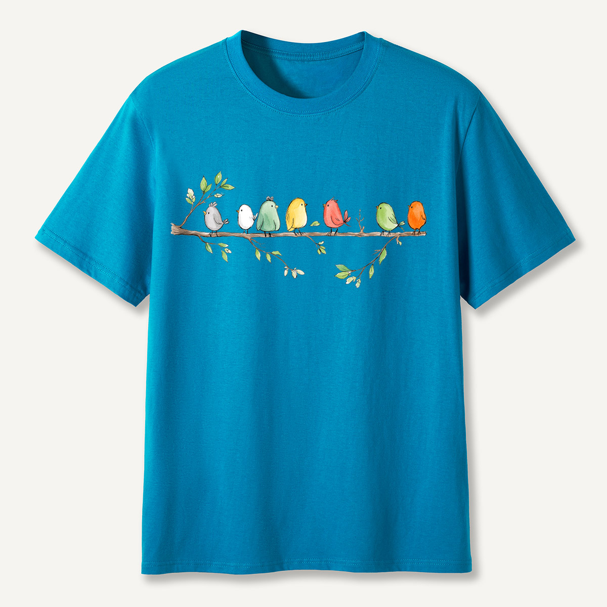 Colorful Songbirds On Branch T-Shirt