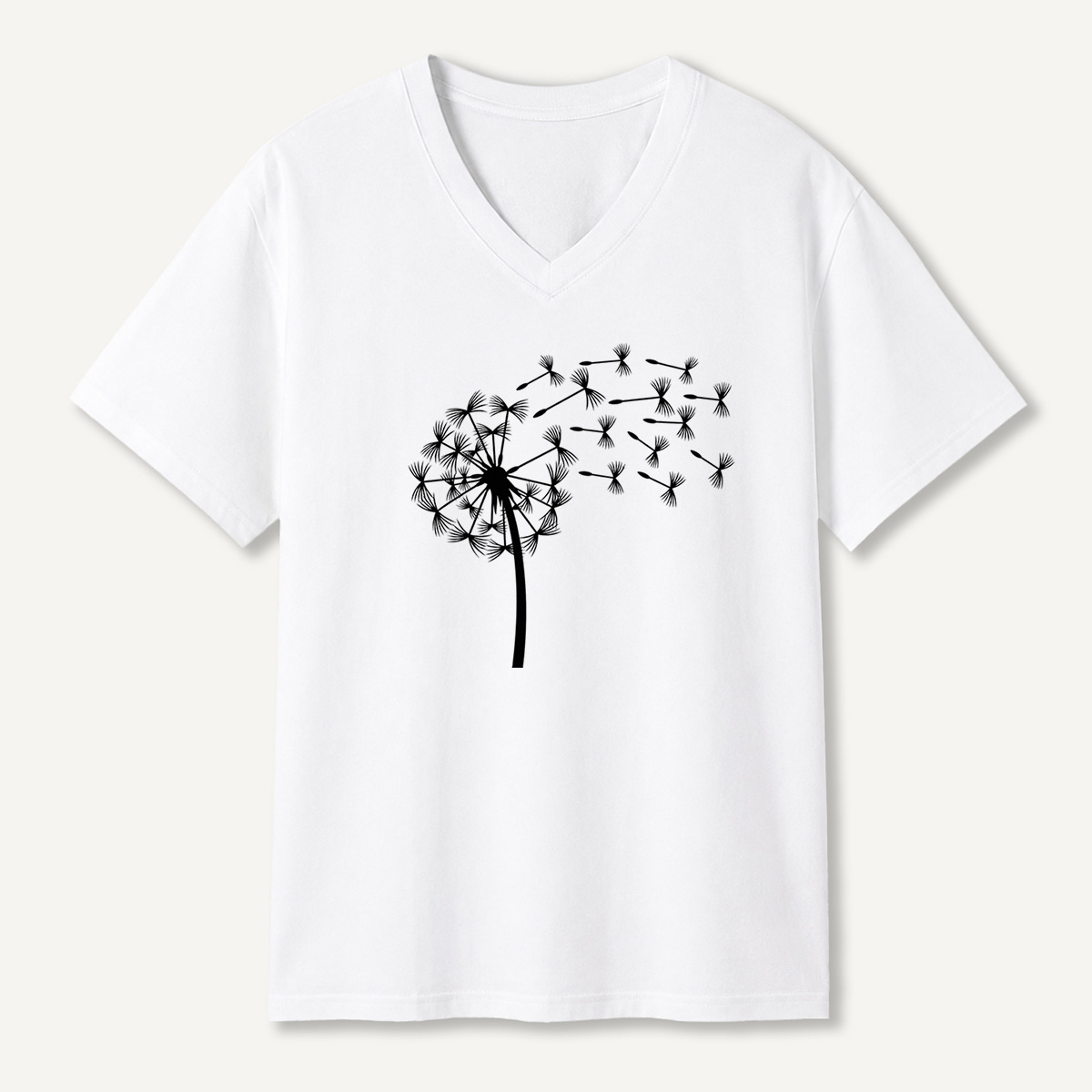 Dandelion Seeds Line Art V-neck T-Shirt