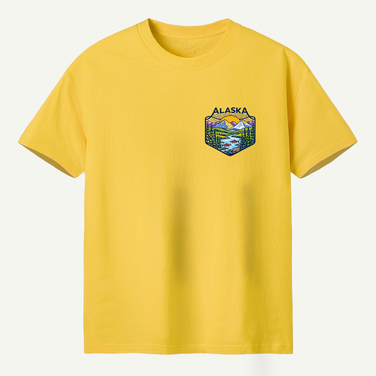 Alaska Mountain River Salmon Wilderness Badge T-Shirt