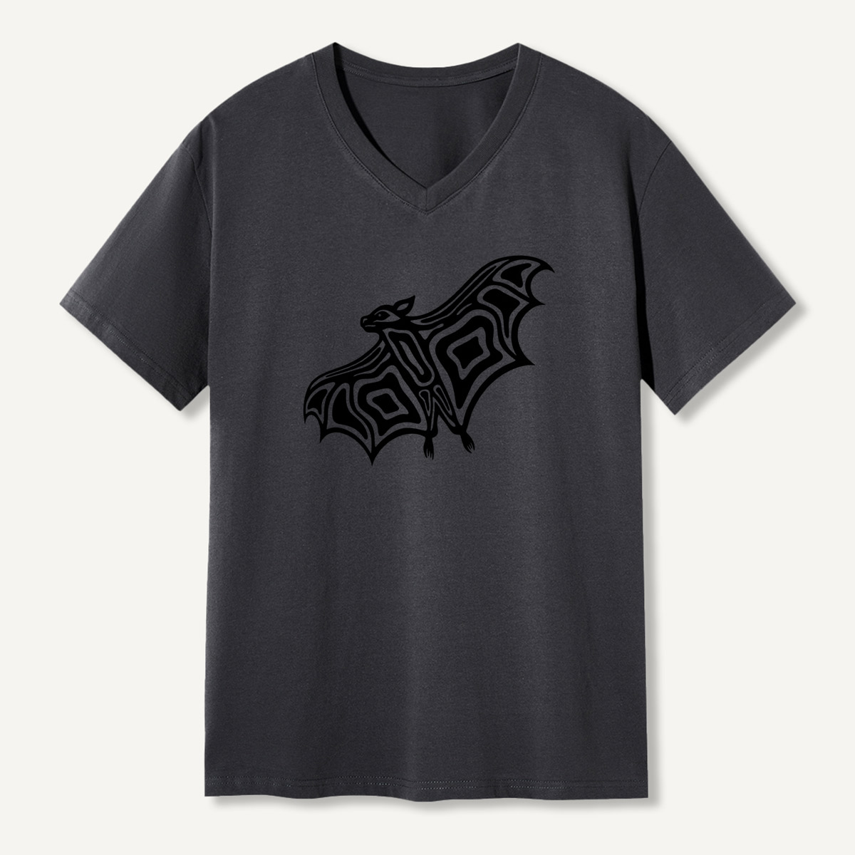 Line Art Bat Silhouette V-neck T-Shirt