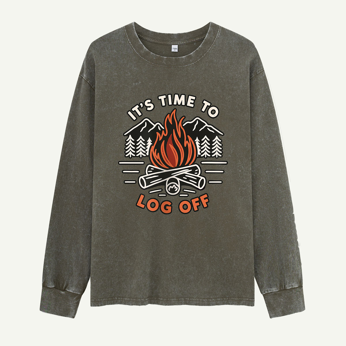 Its Time To Log Off By The Fire Washed Long Sleeves