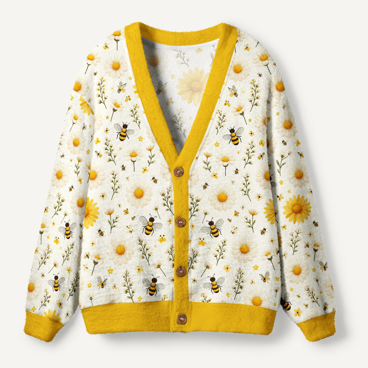 Sunny Daisy Flower Meadow Ugly Cardigan Sweaters