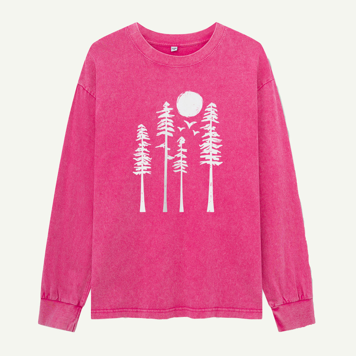 Moon Over the Pine Trees Washed Long Sleeves