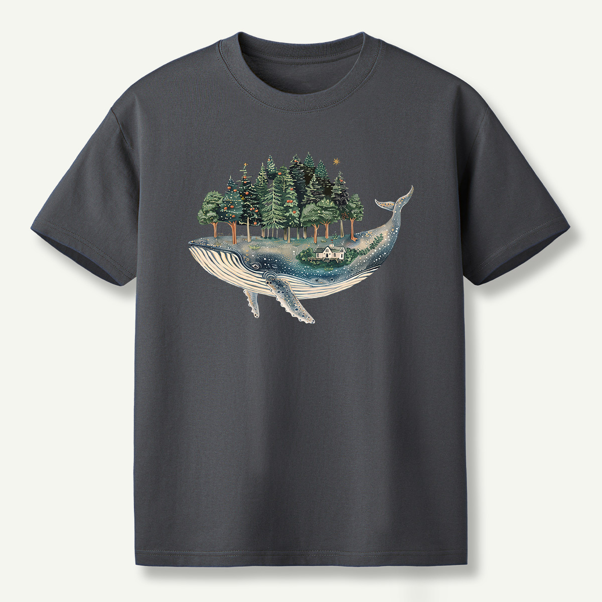 Whale Carrying A Moonlit Forest T-Shirt