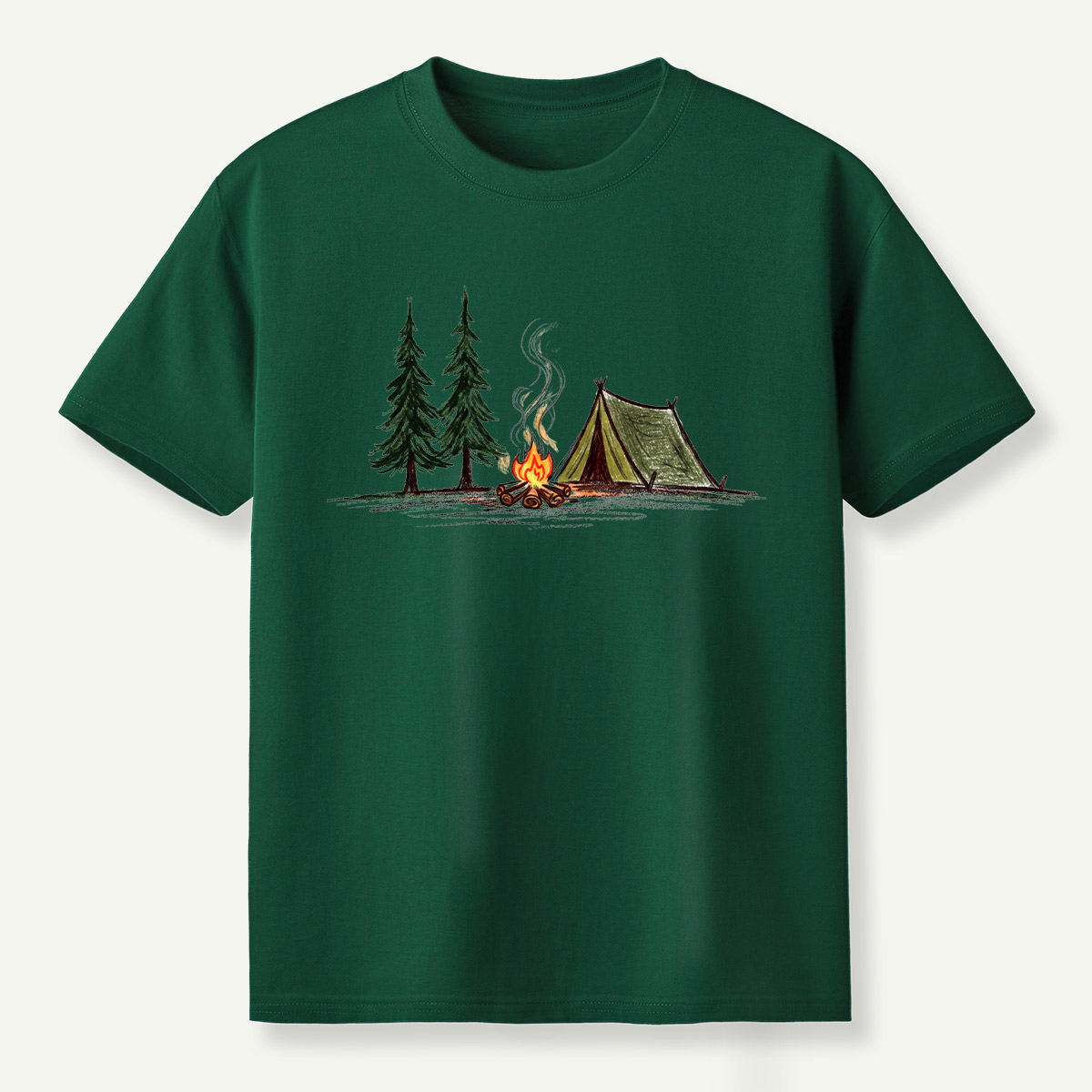 Campfire Tent Pine Forest Escape T-Shirt