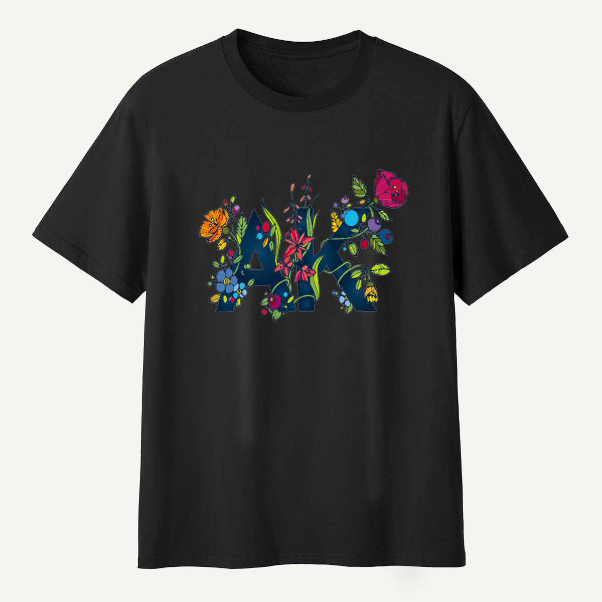 Floral Letter M Wildflower Botanical Collage T-Shirt